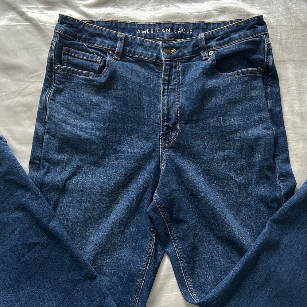 American Eagle Outfitters Women's Straight Leg Jeans - Blue